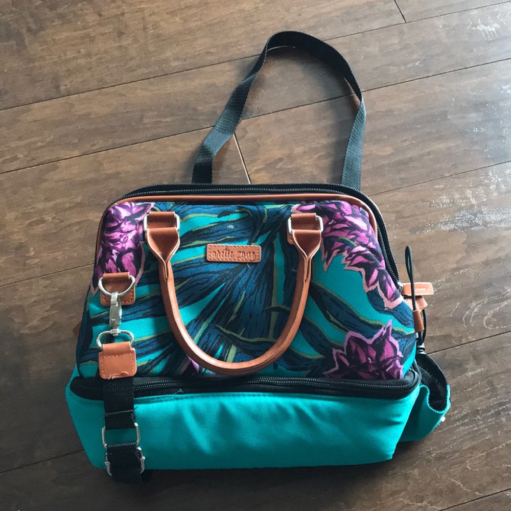 Lunch bag tropical print with strap convertible
